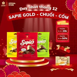  Combo 3 Túi 30 chiếc Bánh Mềm Phủ Socola Sapie Gold Chuối – Cốm 180g  10 Chiếc Túi  | Snack Ăn Vặt Bánh Kẹo Ngọt 