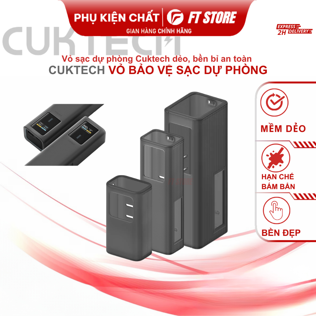 Vỏ bảo vệ sạc dự phòng Cuktech PB1055, PB200U, PB150P chống sốc, dẻo bền bỉ bảo vệ tối ưu