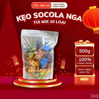   KẸO NGA  Túi MIX 10 Loại 500g Kẹo Socola Kẹo Dẻo Trái Cây Ngon Ăn Văt Bánh Kẹo Tết 