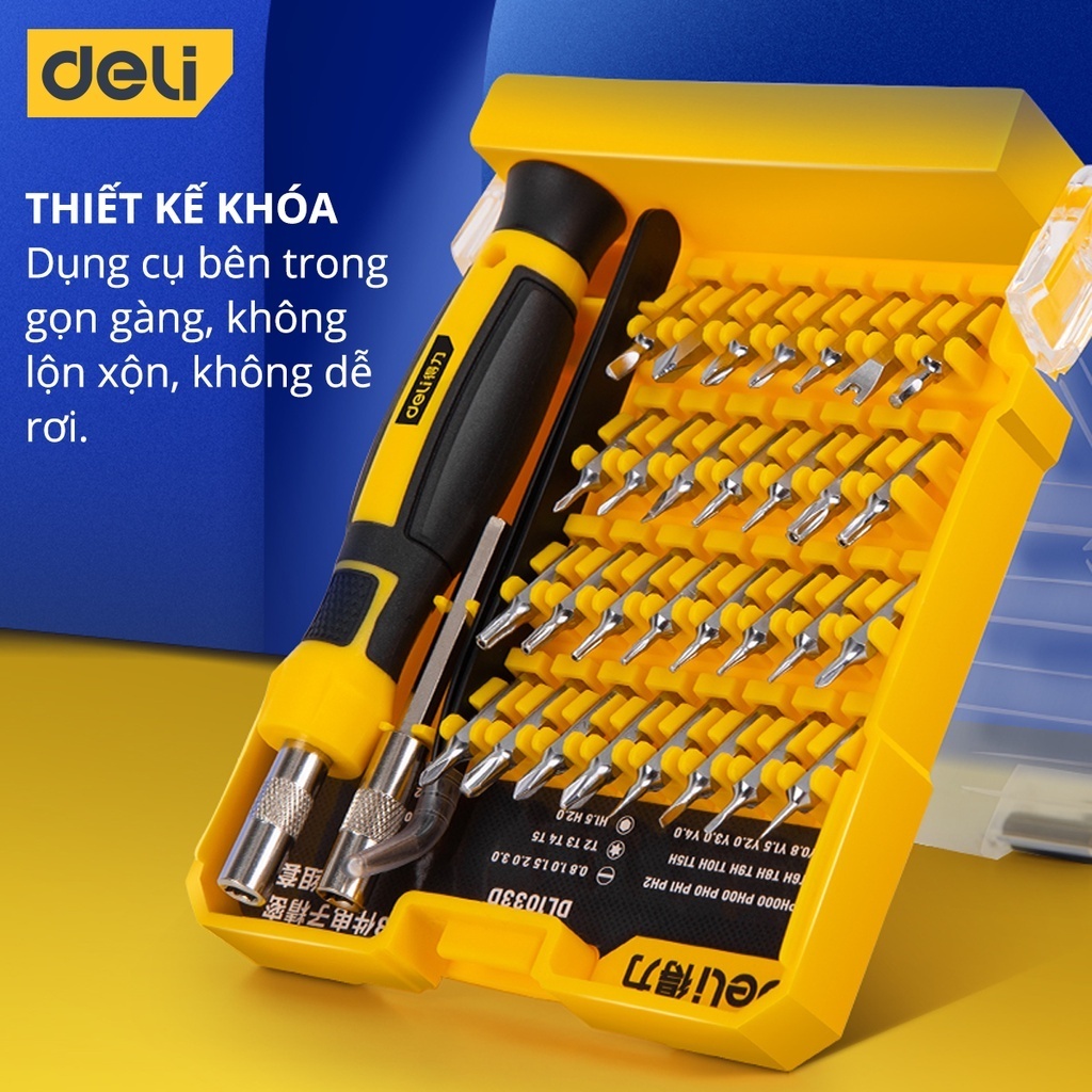 𝐃𝐞𝐥𝐢 - Bộ tua vít sửa chữa đa năng DELI DL1033D, 33 chi tiết | Thép CR-V Cao cấp  - SGTOOLS
