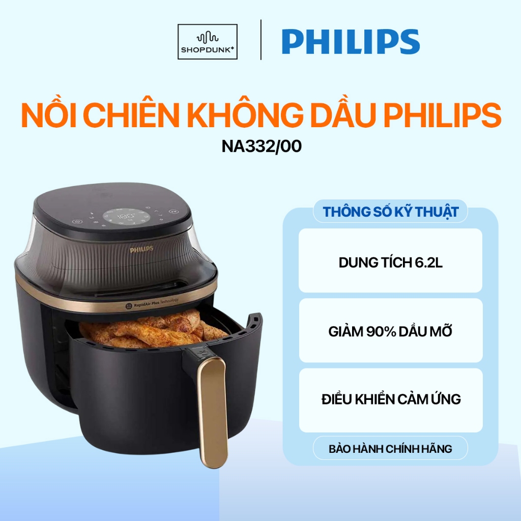 Nồi Chiên Không Dầu 6.2L Philips NA332/00 Chính Hãng