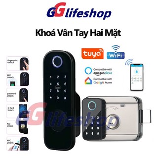  Khoá vân tay 2 mặt cho cửa sắt Khoá cửa thông minh Kết Nối WiFi dùng App TUYA Thân khoá inox 304 