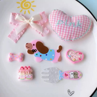 SET CHARM TIM CARO HỒNG CHÓ CÚN ( ĐÃ GẮN NÚT) 11