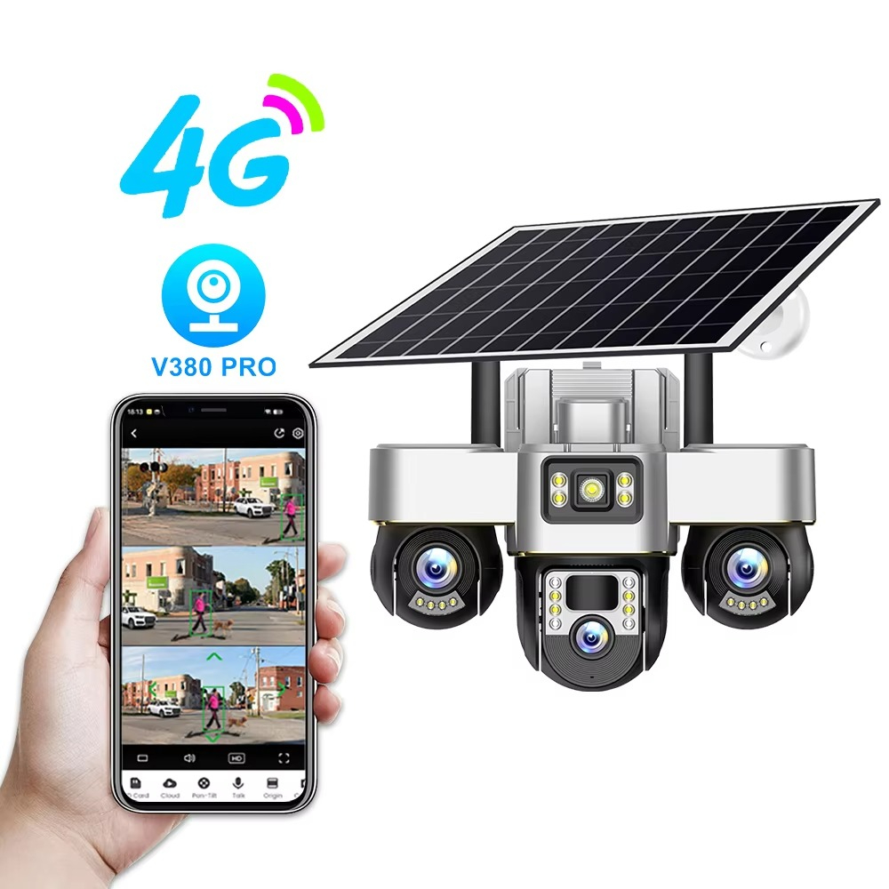 [ Chính hãng V380 ] Camera 2MP – FHD – 3 mắt – 4G – Xám – Năng lượng
