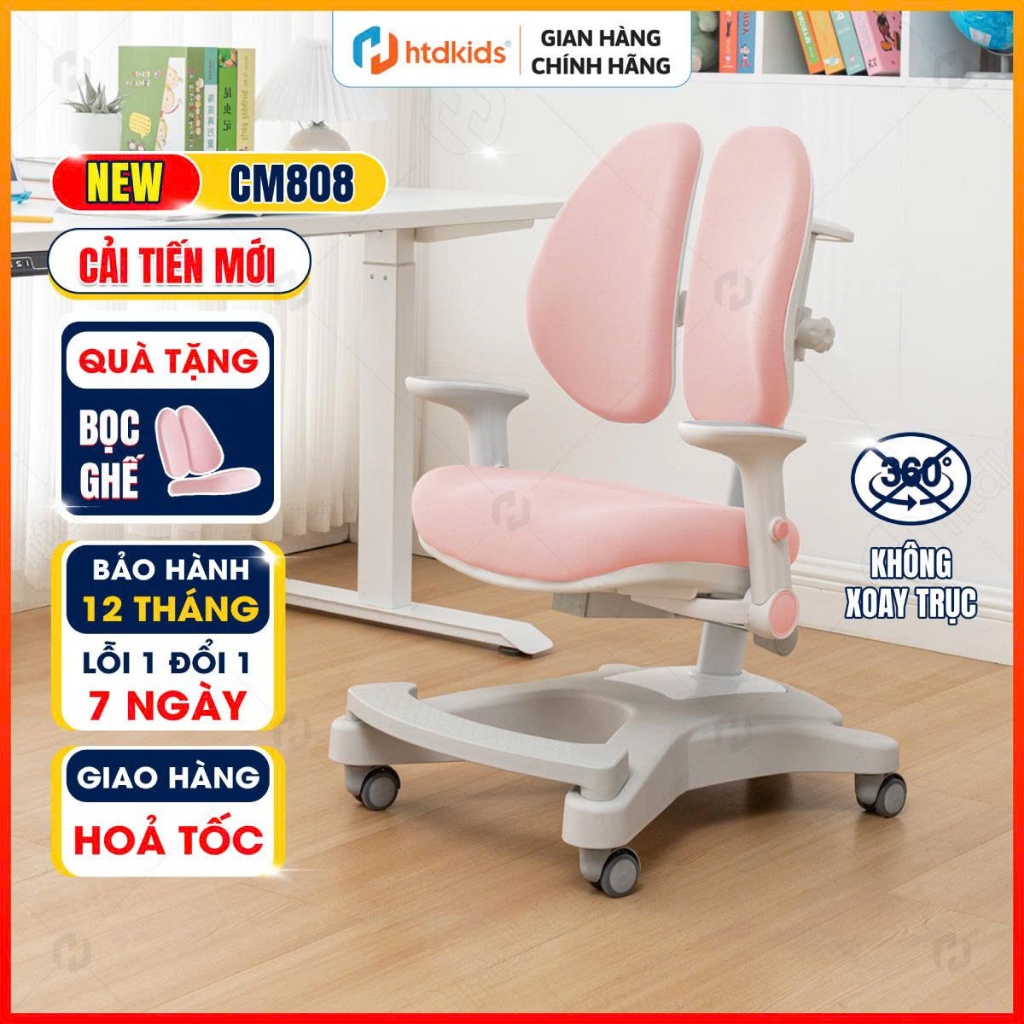 Ghế ngồi học chống gù HTDkids CM808 lưng bảo vệ cột sống cho bé từ tiểu học tới trung học phổ thông