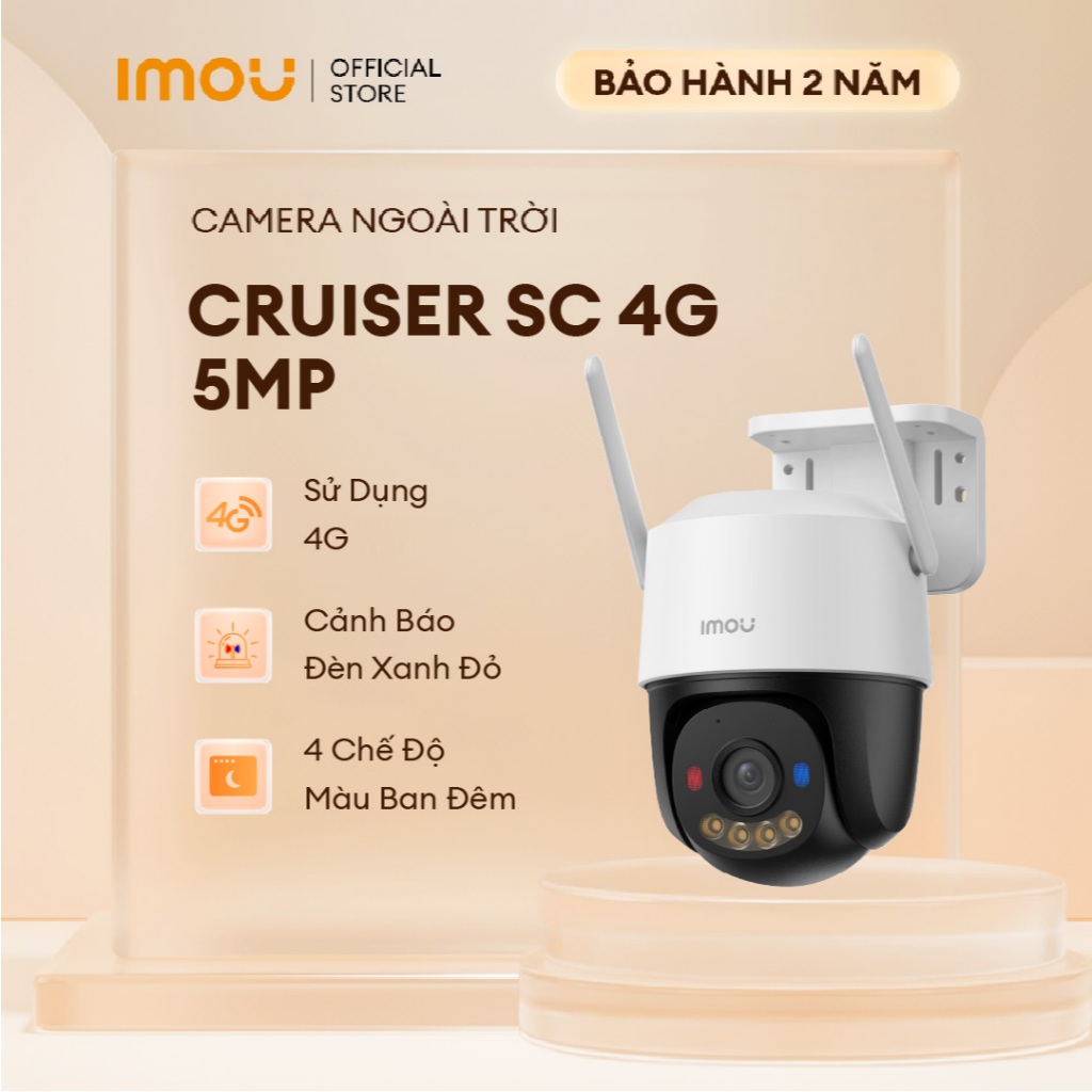 Imou Camera ngoài trời Cruiser SC 4G I 3MP/5MP I IPC-K7FP-5H0TE I Đèn cảnh báo xanh đỏ I Đàm thoại I