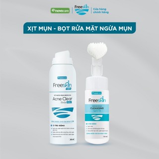  Combo Xịt mụn Acne Clear Body Mist 80ml & Bọt rửa mặt ngừa mụn Cleansing Foam 120ml Novocare - Freeskin 