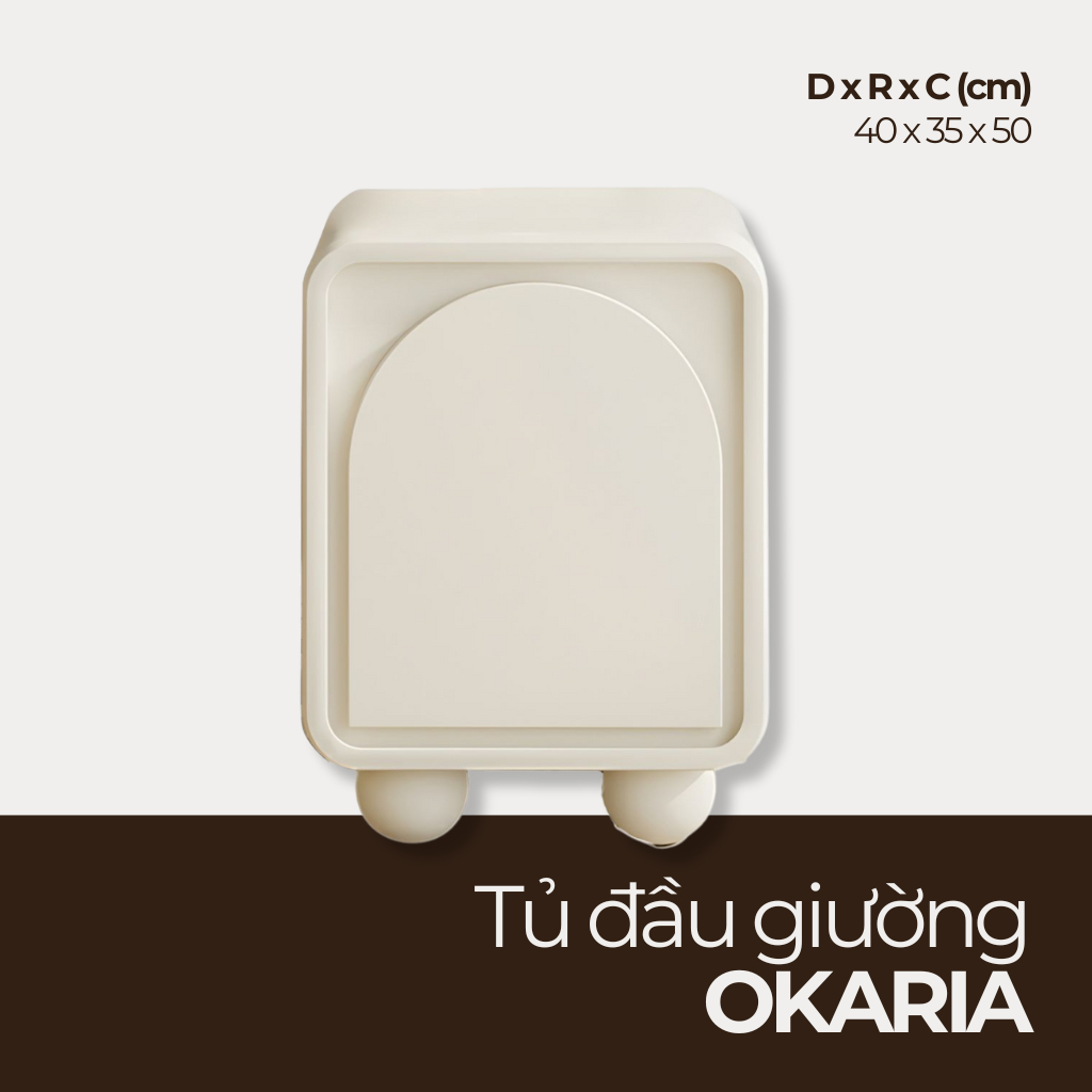 OKARIA, Tủ đầu giường phong cách hiện đại đơn giản, TDG_007, 40x35x50cm, Nội thất HGF