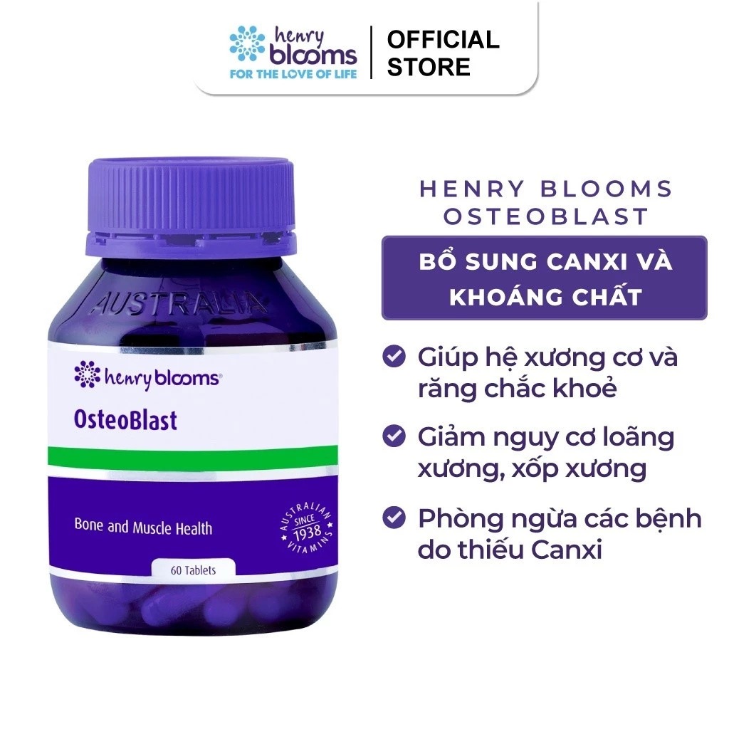 CANCI HỮU CƠ OSTEOBLAS - HENRY BLOOMS- LỌ 60V - XUẤT XỨ ÚC