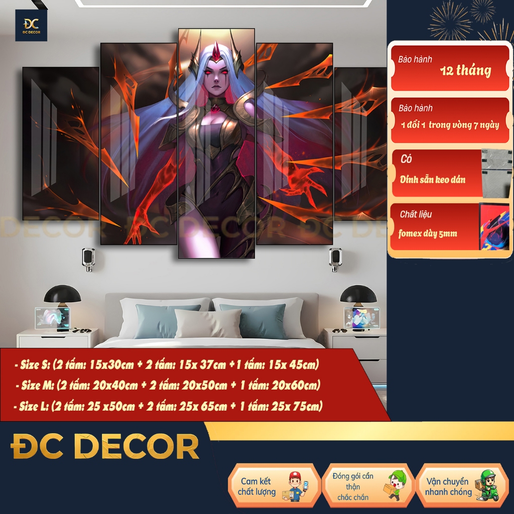 tranh bộ 5 mica tráng gương cao  cấp liên minh huyền thoại Irelia