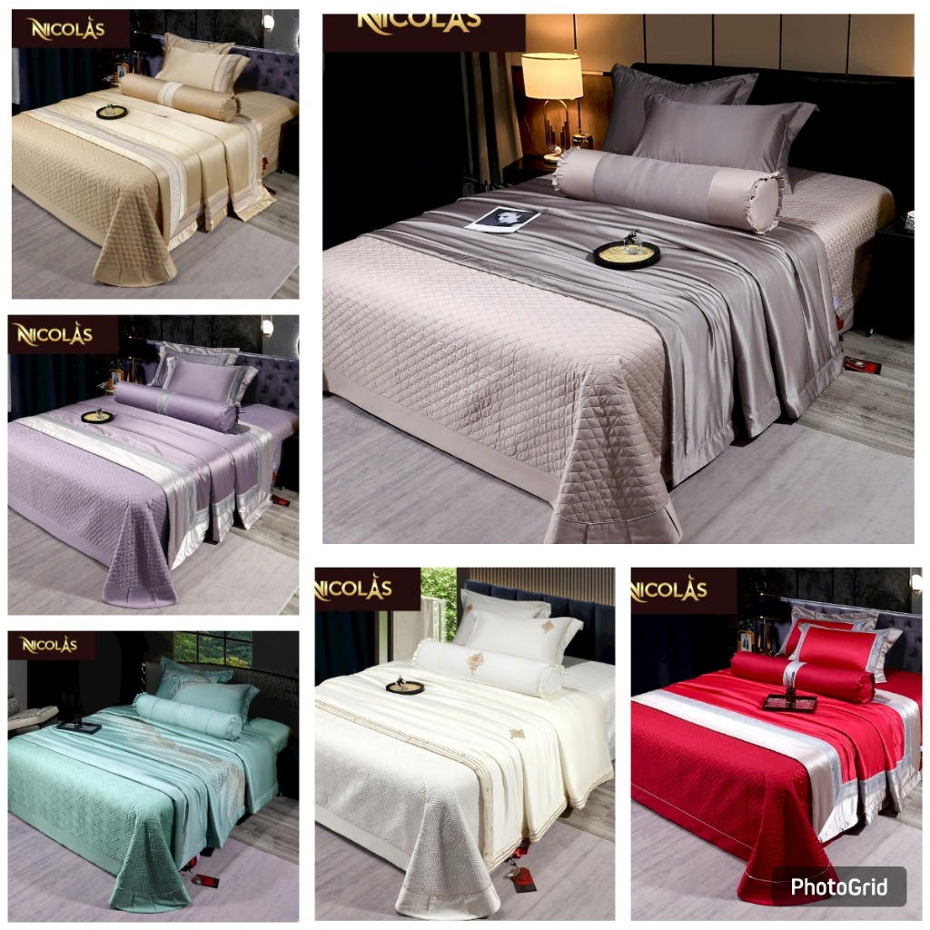 Bộ chăn ga gối lụa luxurry 5 món nhập khẩu chuẩn hãng nicolas
