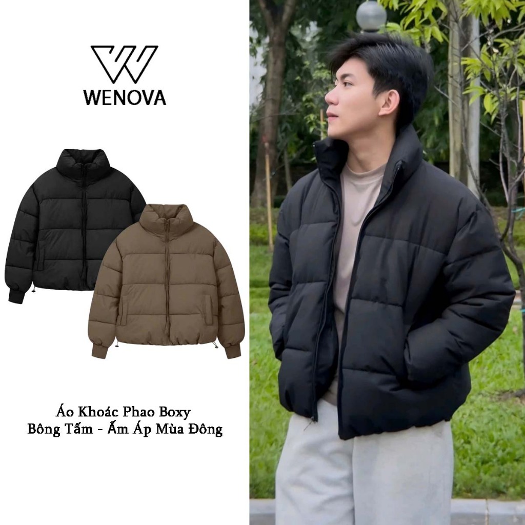 Áo Khoác Phao Cao Cấp WENOVA Form Boxy Dáng Lửng Cổ Cao Giữ Nhiệt Chống Gió Puffer Jacket Nam Nữ PHA