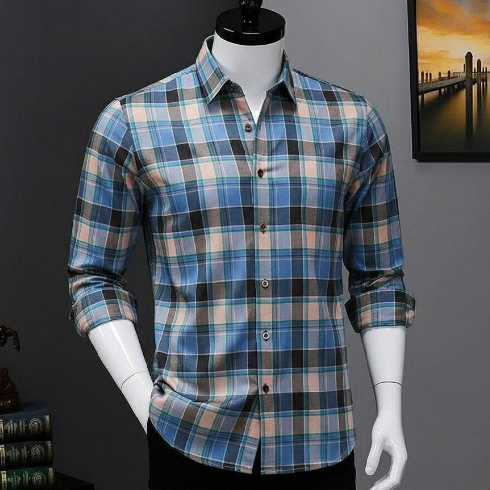 Áo sơ mi nam dài tay Caro Hàn Quốc Mẫu Mới Đẹp CR500 thời trang PONIVALAZA