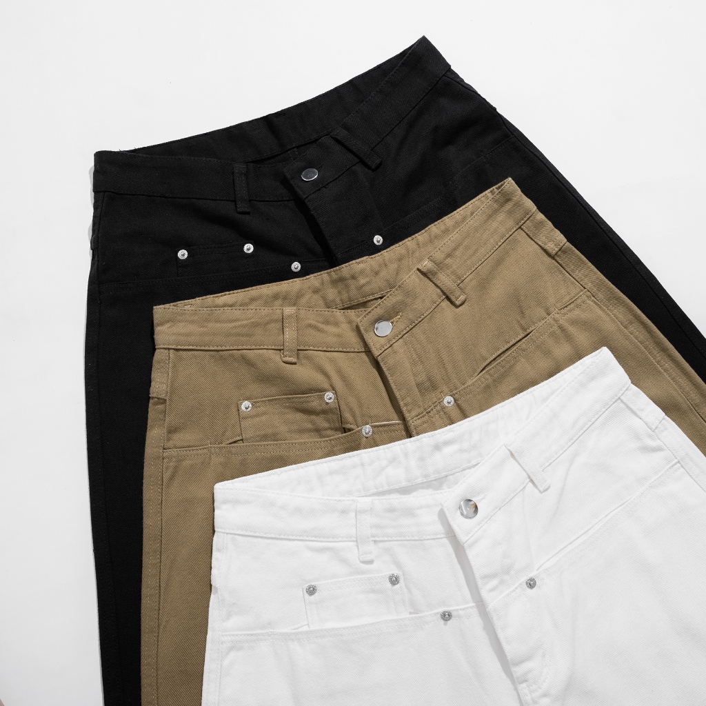 Quần Kaki Phối Rã Túi Ngang Unisex 4Lucky 6236, Quần Form Rộng Thời Trang Nam Nữ Basic Tôn Dáng | BigBuy360 - bigbuy360.vn