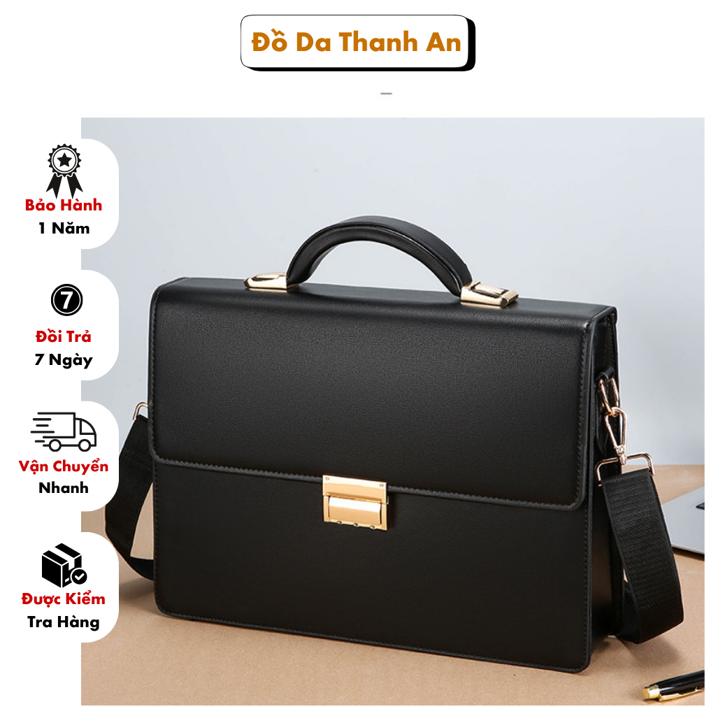Cặp Da Khóa Số Hộp, Cặp Doanh Nhân, Cặp Cán Bộ Cao Cấp, Da Microfiber Bên Đẹp Bảo Hành 12 Tháng