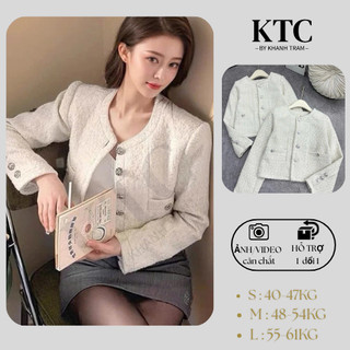  Áo khoác dạ tweed MÀU TRẮNG GẠO CÚC BẠC,dáng ngắn mặc trẻ trung sang trọng 