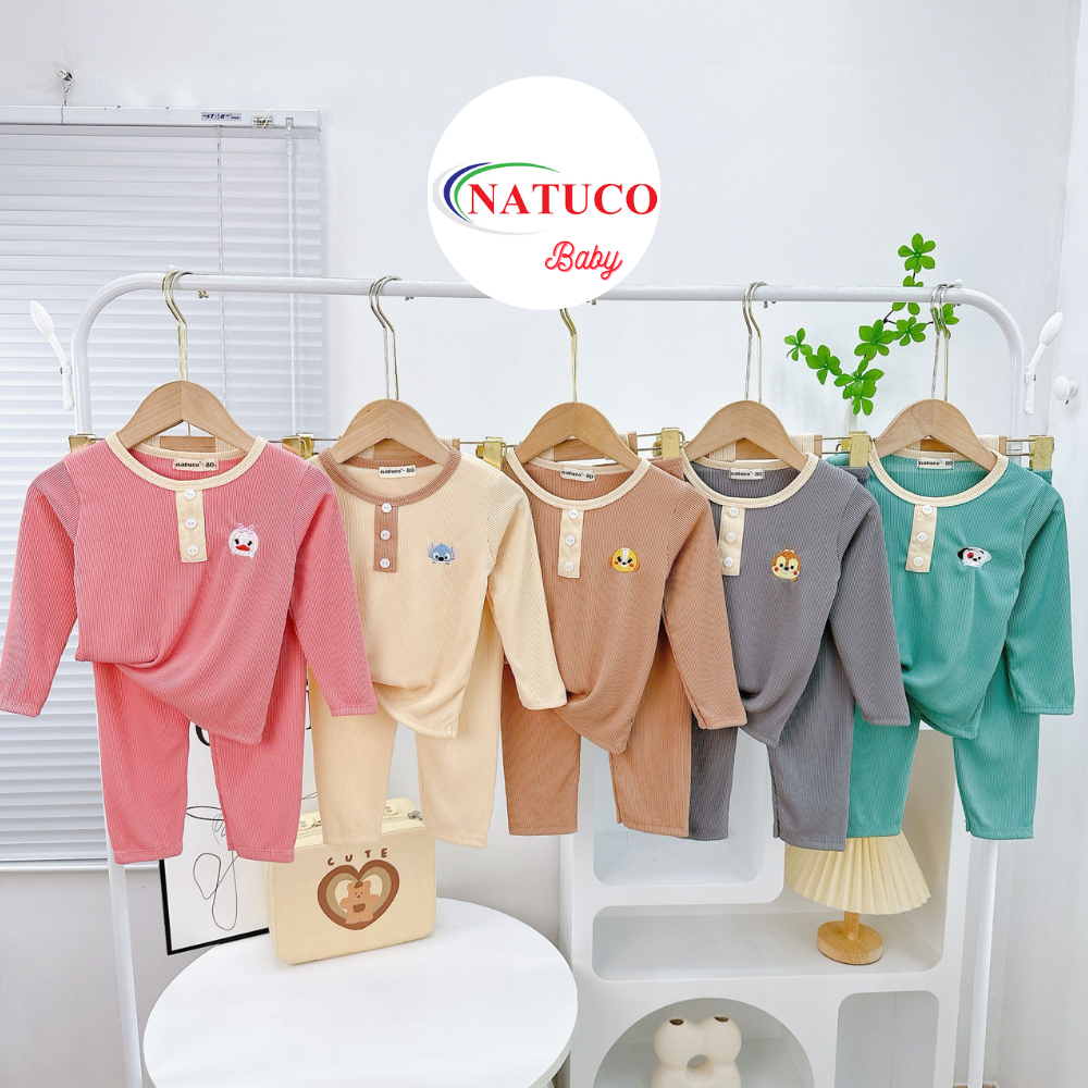 Bộ Quần Áo Trẻ Em NATUCO, Chất Thun Tăm Co Giãn 4 Chiều Cho Bé 8-27Kg Mặc Thu Đông TD-TR14