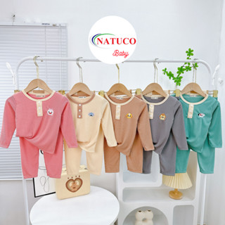Bộ Quần Áo Trẻ Em NATUCO, Chất Thun Tăm Co Giãn 4 Chiều Cho Bé 8-27Kg Mặc Thu Đông TD-TR14