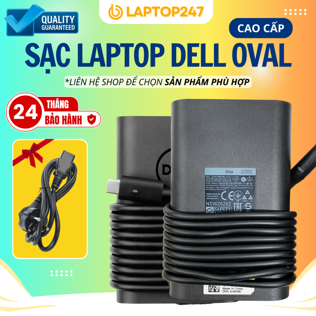 Sạc Laptop DELL 90W/65W, Sạc DELL OVAL Chân To, Chân Nhỏ, Sạc Máy Tính DELL BH 24 Tháng LỖI ĐỔI MỚI