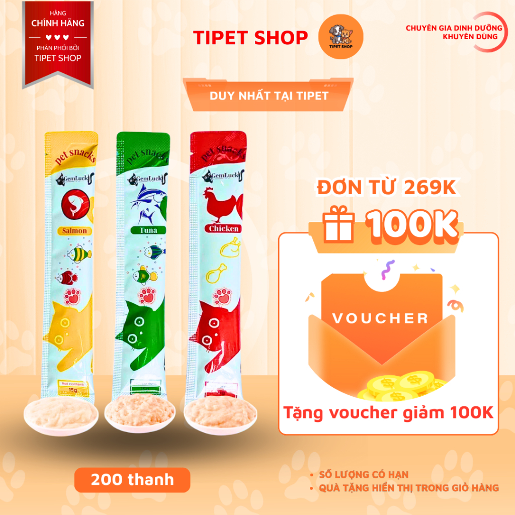 [COMBO 200] Súp Thưởng Cho Mèo Gemluck, Soup Thưởng Cho Mèo - Tipet Shop