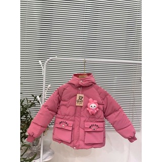   13-36 kg  Áo khoác phao Melody ấm cho bé gái ,chất liệu nhung lì  lót lông  mũ tháo rời ấm dày dặn mới 2025 