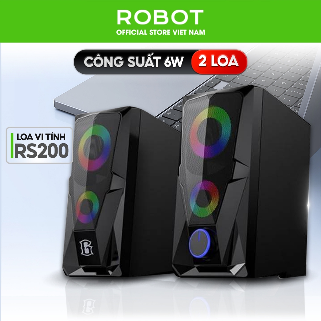 Loa máy vi tính mini ROBOT RS200 RS180 Hiệu Ứng Đèn LED - Âm Thanh Chất Lượng Cao