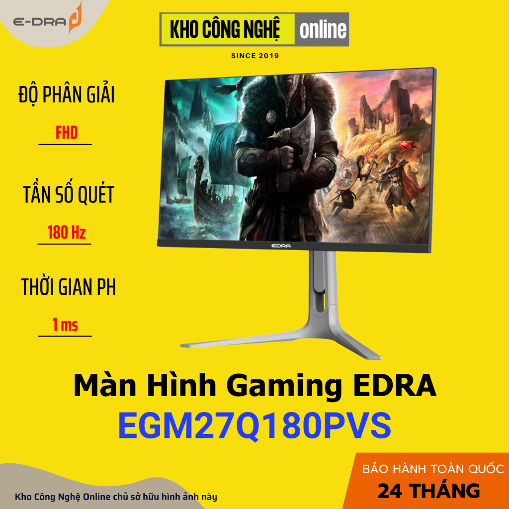 Màn Hình Gaming EDRA EGM27Q180PVS 27inch 2K 180Hz
