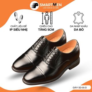 [OXFORD ĐẾ IP SIÊU NHẸ] Giày công sở SD-05-D SMARTMEN tăng chiều cao 5cm mũi vuông, Da bò nhập khẩu