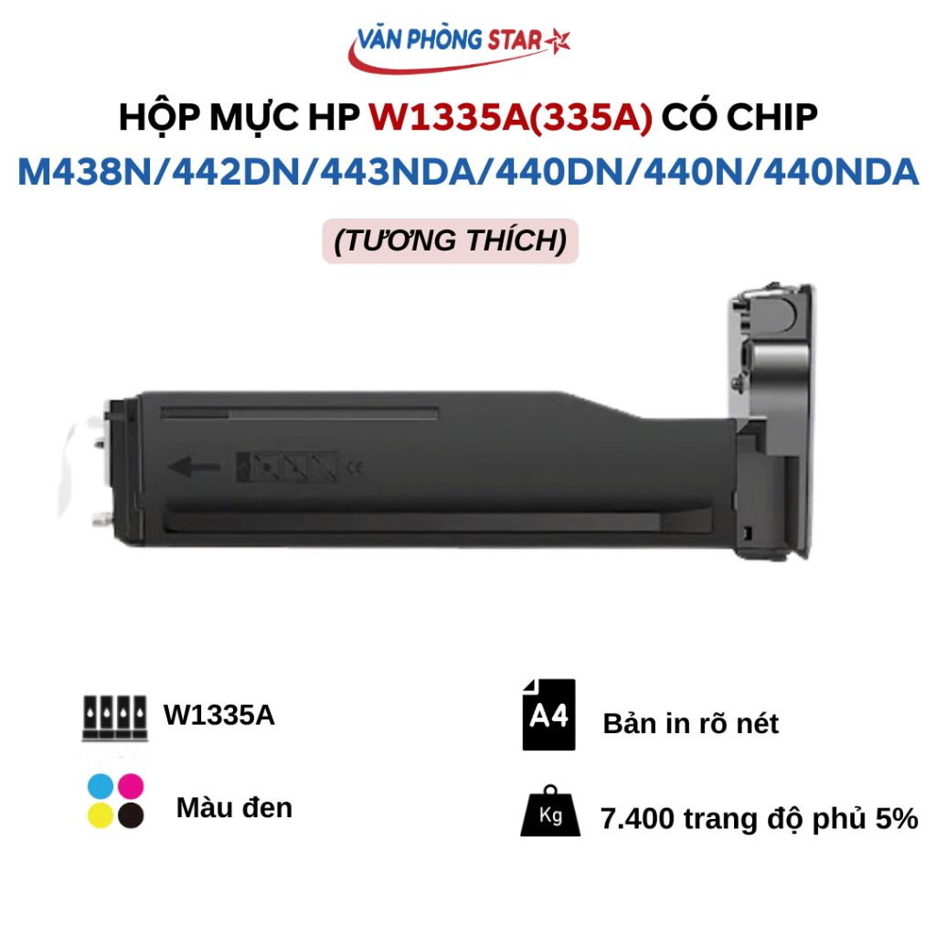 Hộp mực HP 335A (W1335A) CÓ CHIP dùng cho HP Pro MFP M438n/M440n/M440nda - Dung lượng 7.400 trang