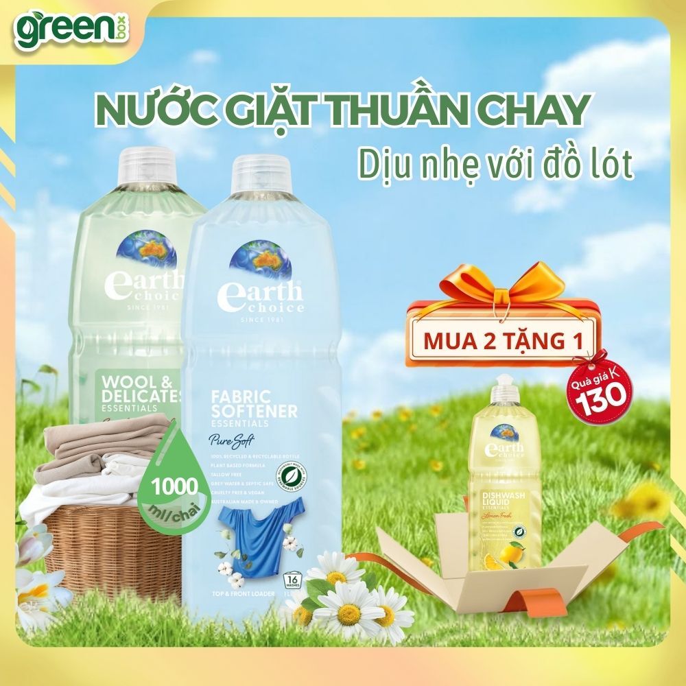 Combo Nước giặt dành cho loại vải len và Nước Xả EARTH CHOICE