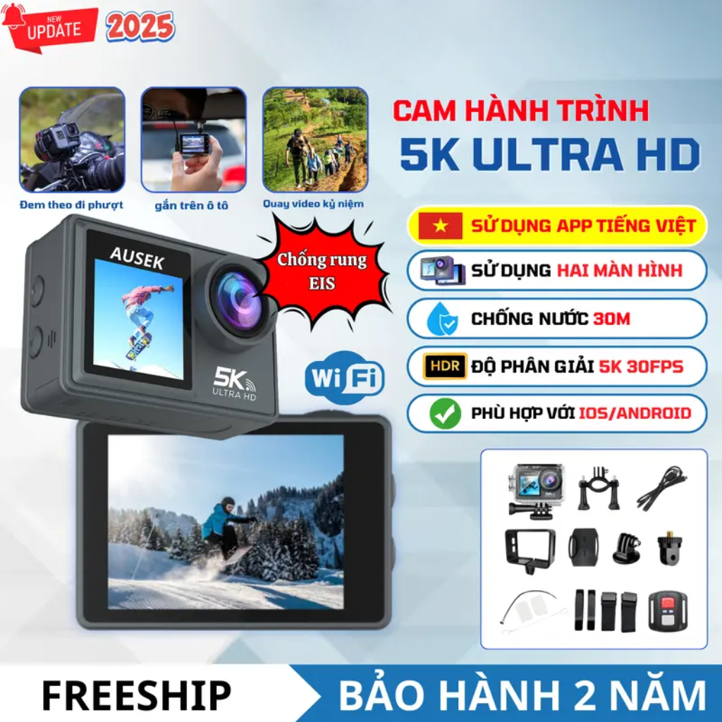 Máy quay hành trình 5k ULTRA HD, Camera hành trình xe máy AUSEK