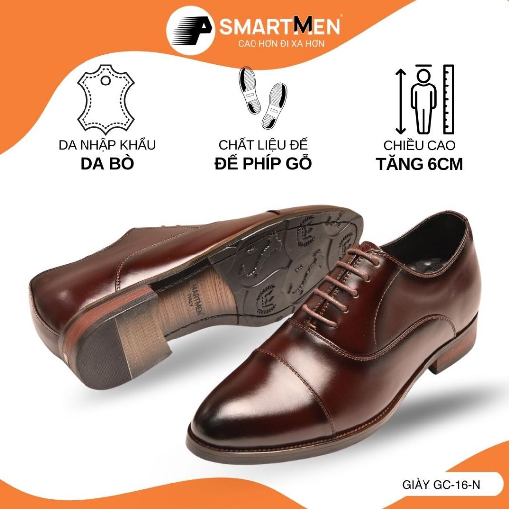 Giày Oxford cao cấp GC-16-N Da bò cao cấp nhập khẩu SMARTMEN, đế phíp gỗ sang trọng Oxford shoes