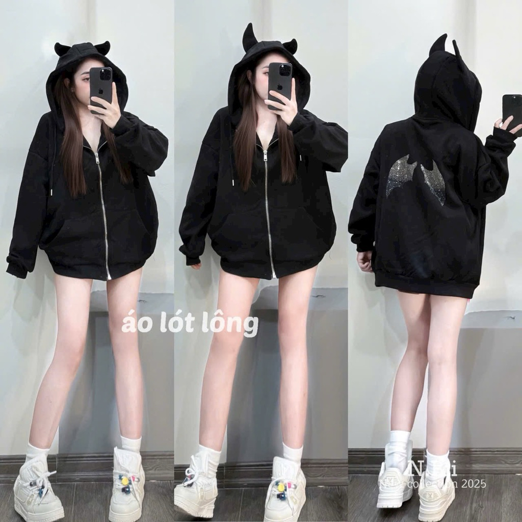 Áo khoác Hoddie Nỉ Nam Nữ Dày Dặn lót Lông Nhung Cực Ấm Ép Đá Bling Bling