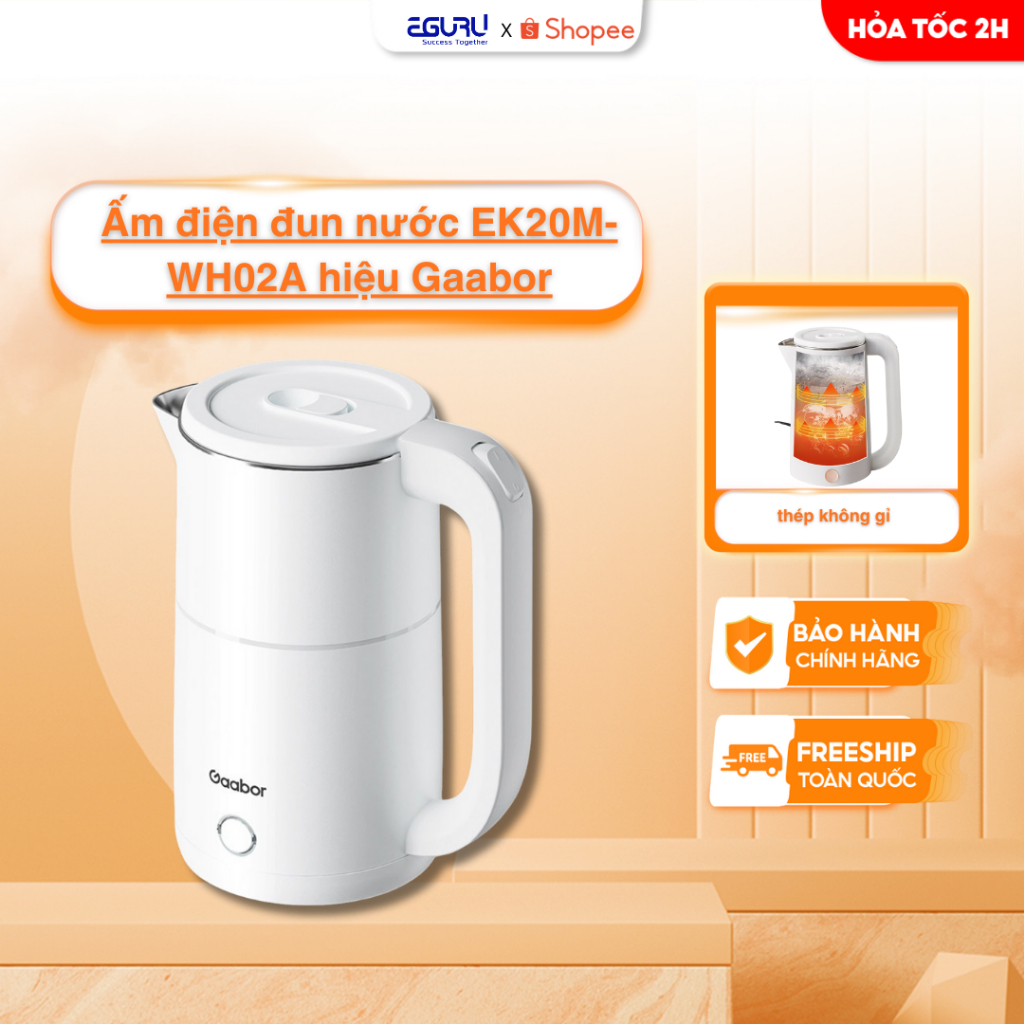 Ấm điện đun nước EK20M-WH02A hiệu Gaabor - Hàng chính hãng