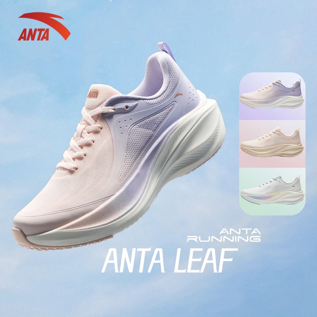 [3-10km] ANTA Giày Chạy Bộ Thể Thao Nữ Leaf 1225D5535 Công Nghệ Đế PG7 Êm, Nhẹ Thick-soled, shock-ab