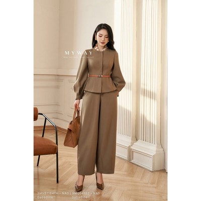 Set Áo Vest Quần Suông Công Sở Nữ MY WAY Đính Hoa Dài Tay Cao Cấp 3MVB1184TH - 3MQB0140 - NA0