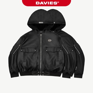  Áo khoác bomber có mũ nhiều túi DAVIES khóa kéo chất liệu da dù túi hộp tay áo Double Box Hooded Bomber Jacket | D-AK9 