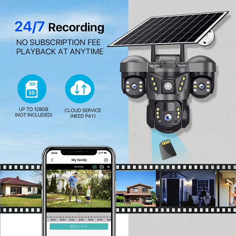 [ Chính hãng V380 ] Camera 2MP – FHD – 3 mắt – 4G – Đen –2025 Dạng Súng cầu – Năng lượng