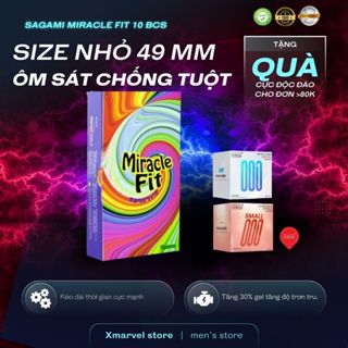   Quà tặng 1 chiếc bcs random  Bao cao su size nhỏ Sagami MIRACLE FIT 49mm siêu mỏng kiểu dáng 3D ôm khít 10 bcs 