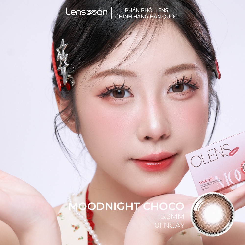 LENS 1 NGÀY tự nhiên LENS XOẮN kính áp tròng nâu tự nhiên giãn tròng Jisoo BlackPink OLENS MOODNIGHT (giá 1 đôi) | BigBuy360 - bigbuy360.vn