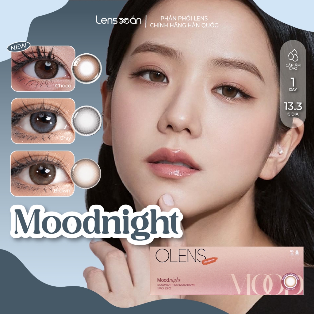  LENS 1 NGÀY tự nhiên LENS XOẮN kính áp tròng nâu tự nhiên giãn tròng Jisoo BlackPink OLENS MOODNIGHT  giá 1 đôi  