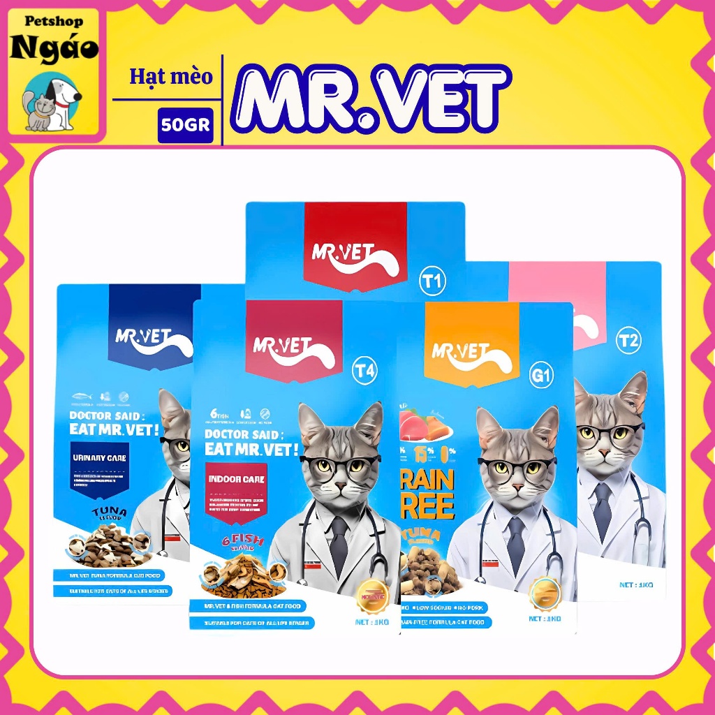 [50g] Hạt Cho Mèo MrVet/Mr.vet / Sample , túi tiện lợi , túi du lịch MRVET