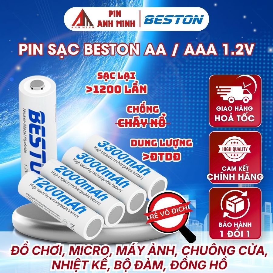 Pin sạc Beston AA / AAA 1.2V Dung lượng cao 3300mAh ... 600mAh Pin Tiểu 2A Pin Đũa 3A Chất Lượng Cao