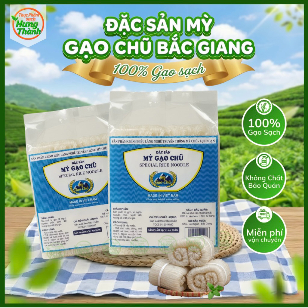 1KG Mỳ Gạo Chũ Nguyên Chất Đặc Sản Lục Ngạn Bắc Giang