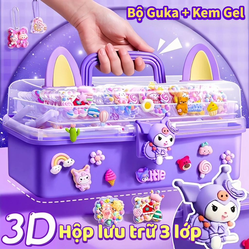 【Bao gồm hộp lưu trữ ba lớp】Bộ Kem Keo Dán Thẻ Đồ Chơi Trẻ Em,Đồ Chơi Tự Làm Quà Tặng Cho Người Thân