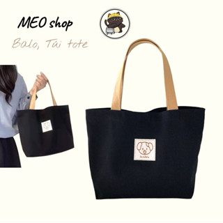 Túi tote hình Gấu chất vải canvas chống thấm nước chắc chắn phong cách đơn giản. đựng đồ tiện lợi