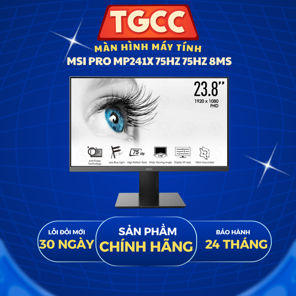 [ NEW BẢO HÀNH CHÍNH HÃNG] Màn Hình MSI PRO MP241X 75Hz (23.8 inch, 1920 x 1080, 75Hz, 8ms)
