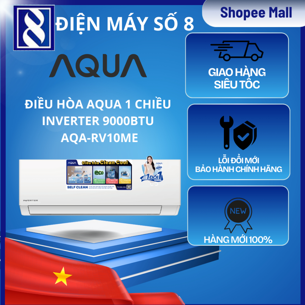 Điện Máy Số 8 | AQA-RV10ME | Điều hòa Aqua 1 chiều Inverter 9000BTU AQA-RV10ME - Chính Hãng