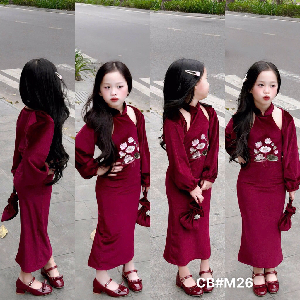 Váy body nhung cho bé