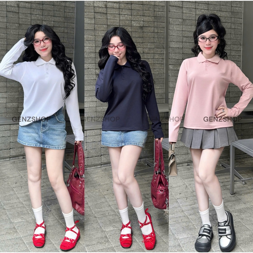 Áo POLO TAY DÀI Trơn Basic Phong Cách Thanh Lịch Genz BST26 Thu Đông Casual | BigBuy360 - bigbuy360.vn